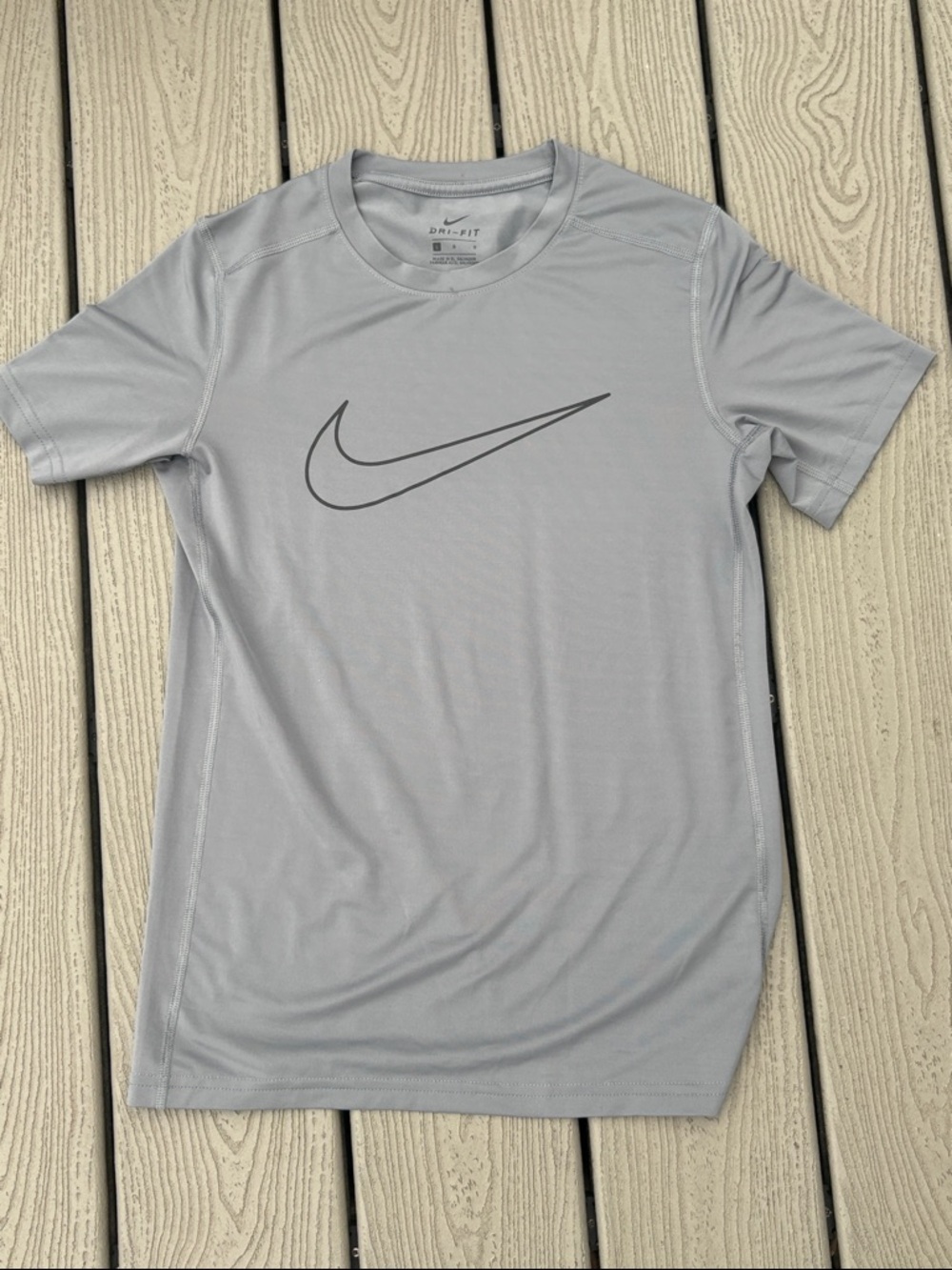 Nike Light Gray Short Sleeve Dri-FIT Tee with Swoosh